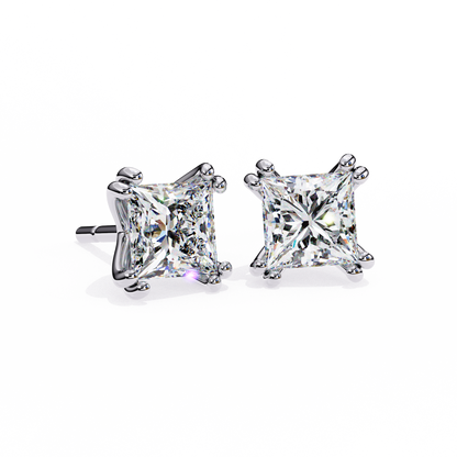 Amore Lucente Princess Cut Solitaire Studs