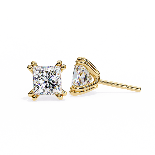 Amore Lucente Princess Cut Solitaire Studs