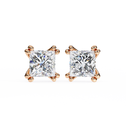 Amore Lucente Princess Cut Solitaire Studs