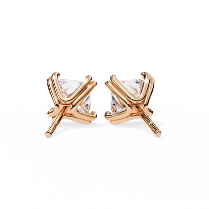 Amore Lucente Princess Cut Solitaire Studs