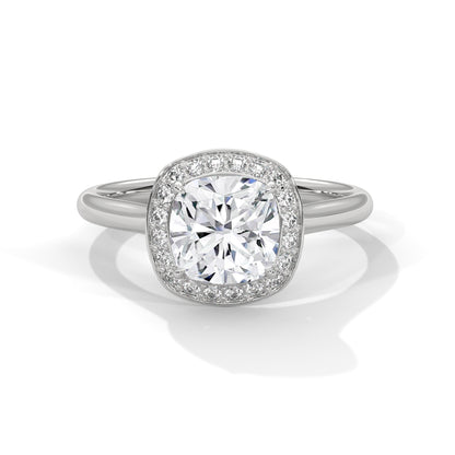 Lustra Halo Cushion Solitaire Ring