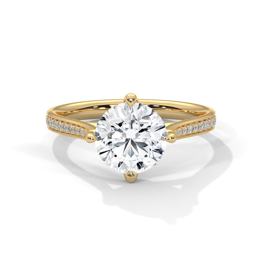 Timeless Round Diamond Ring with Pave-Set Accents