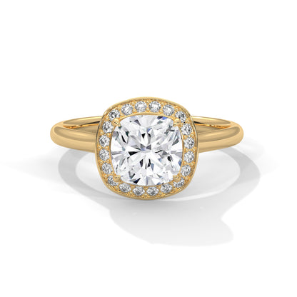 Lustra Halo Cushion Solitaire Ring