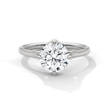 Sleek Tapered Band Solitaire Ring with Round Diamond