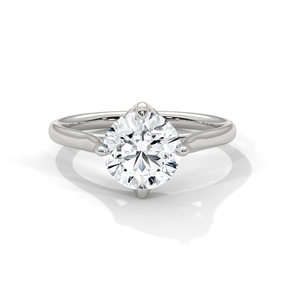 Sleek Tapered Band Solitaire Ring with Round Diamond