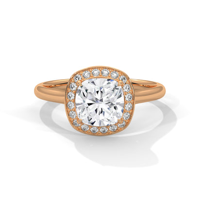Lustra Halo Cushion Solitaire Ring