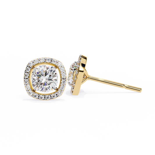 Majestic One Cushion Solitaire Studs