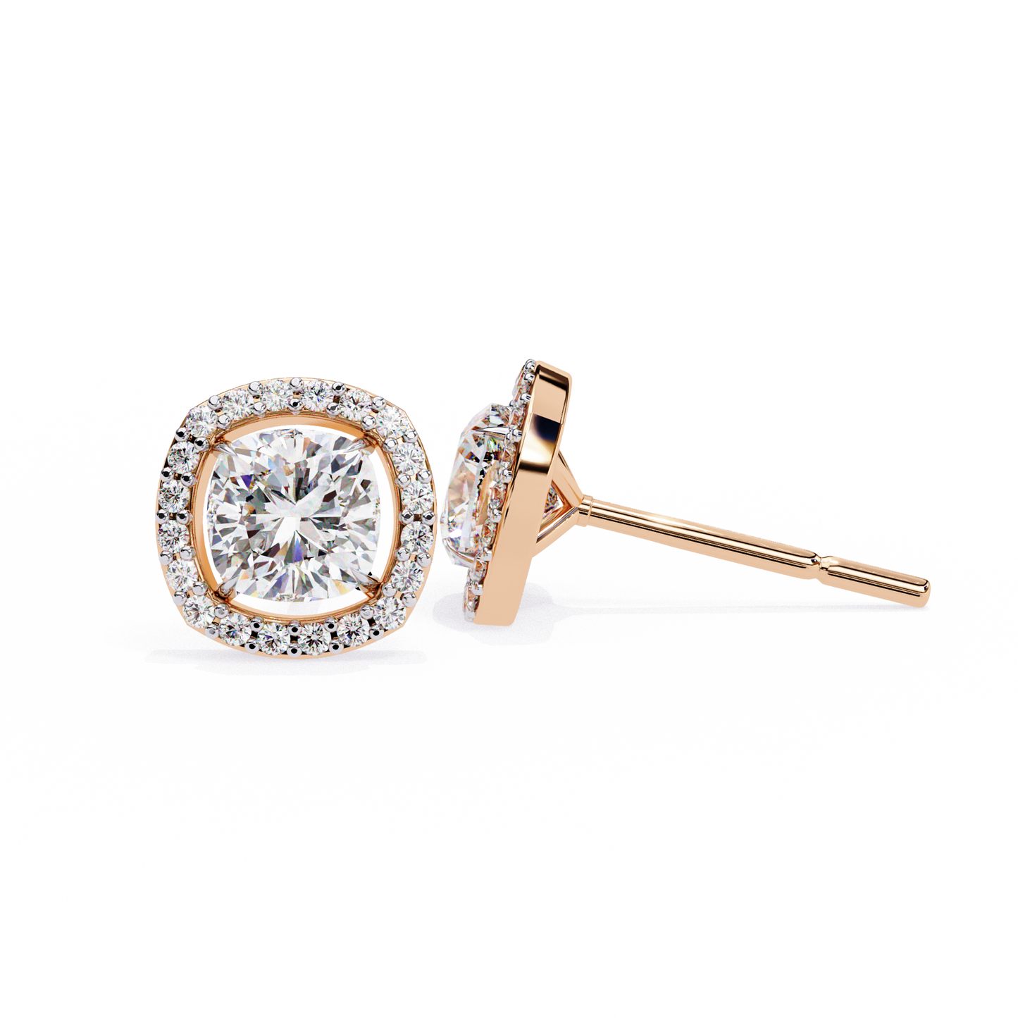 Majestic One Cushion Solitaire Studs