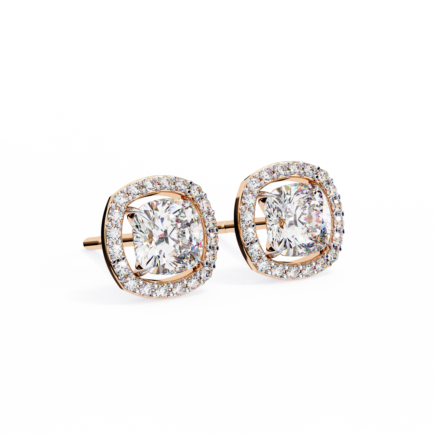 Majestic One Cushion Solitaire Studs