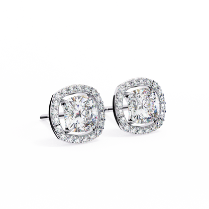 Majestic One Cushion Solitaire Studs