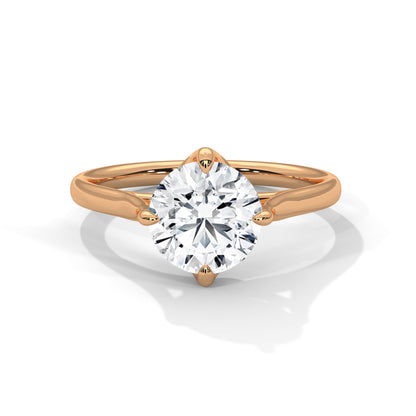 Sleek Tapered Band Solitaire Ring with Round Diamond