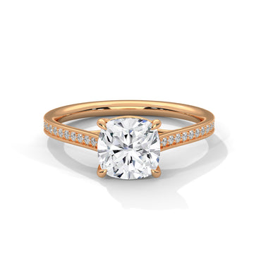 Cushion-Cut Diamond Ring with Pavé Band