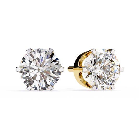 Amara Gioiello Round Solitaire Diamond earrlings