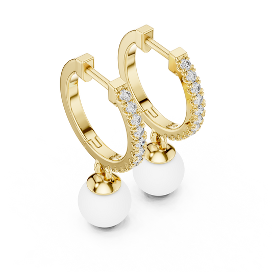 Éclat Pearlé Diamond Hoops Earrings