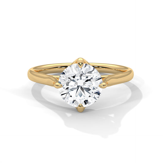 Sleek Tapered Band Solitaire Ring with Round Diamond