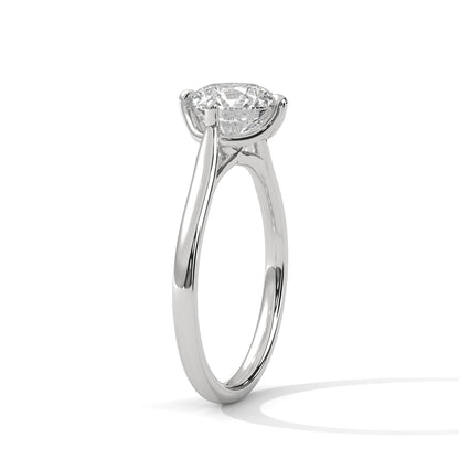 Sleek Tapered Band Solitaire Ring with Round Diamond