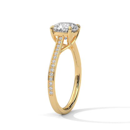 Cushion-Cut Diamond Ring with Pavé Band