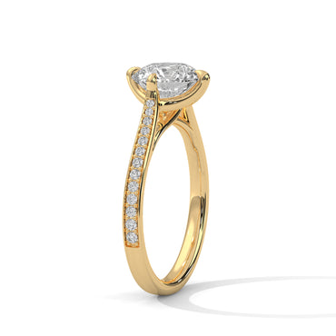 Timeless Round Diamond Ring with Pave-Set Accents