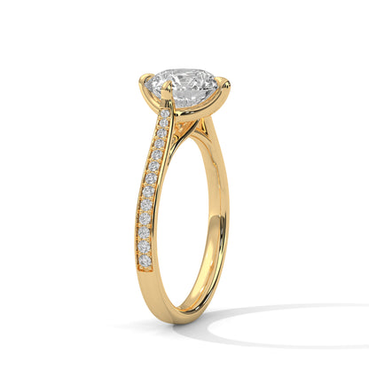 Timeless Round Diamond Ring with Pave-Set Accents