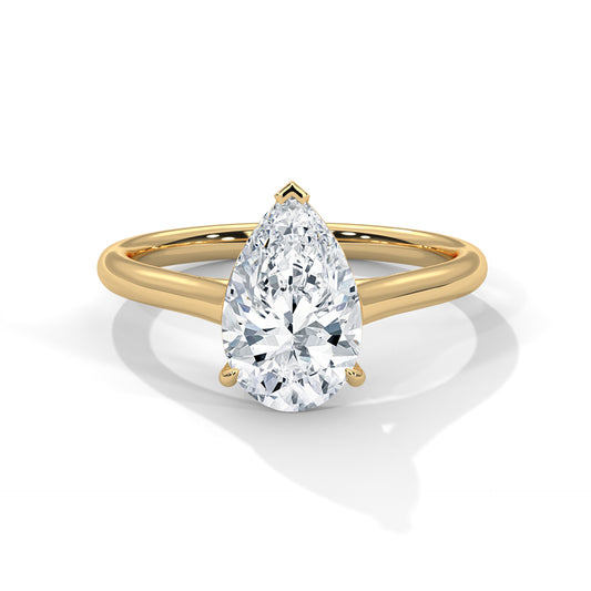 Celestial Petal Pear Solitaire Ring