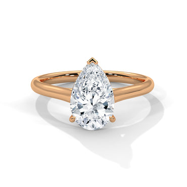 Celestial Petal Pear Solitaire Ring