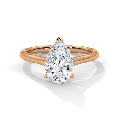 Celestial Petal Pear Solitaire Ring