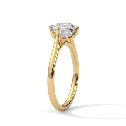 Sleek Tapered Band Solitaire Ring with Round Diamond