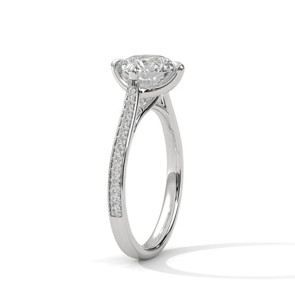 Timeless Round Diamond Ring with Pave-Set Accents