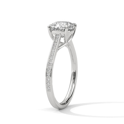 Cushion-Cut Diamond Ring with Pavé Band