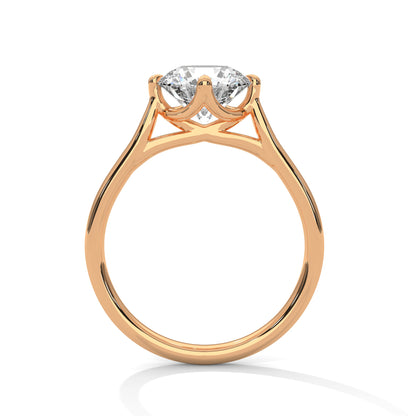 Sleek Tapered Band Solitaire Ring with Round Diamond