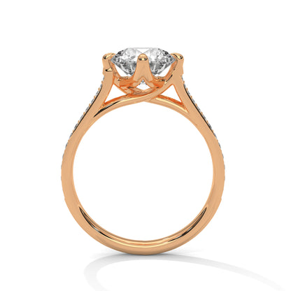 Timeless Round Diamond Ring with Pave-Set Accents