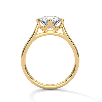 Sleek Tapered Band Solitaire Ring with Round Diamond