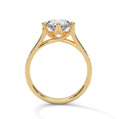 Timeless Round Diamond Ring with Pave-Set Accents