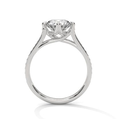 Timeless Round Diamond Ring with Pave-Set Accents