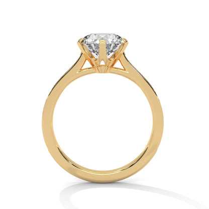 Elegant Round-Cut Diamond Ring with Pavé Band
