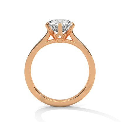 Elegant Round-Cut Diamond Ring with Pavé Band