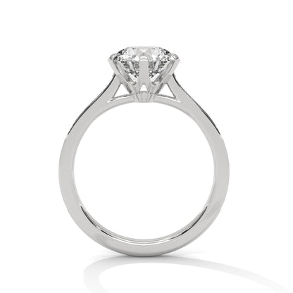 Elegant Round-Cut Diamond Ring with Pavé Band