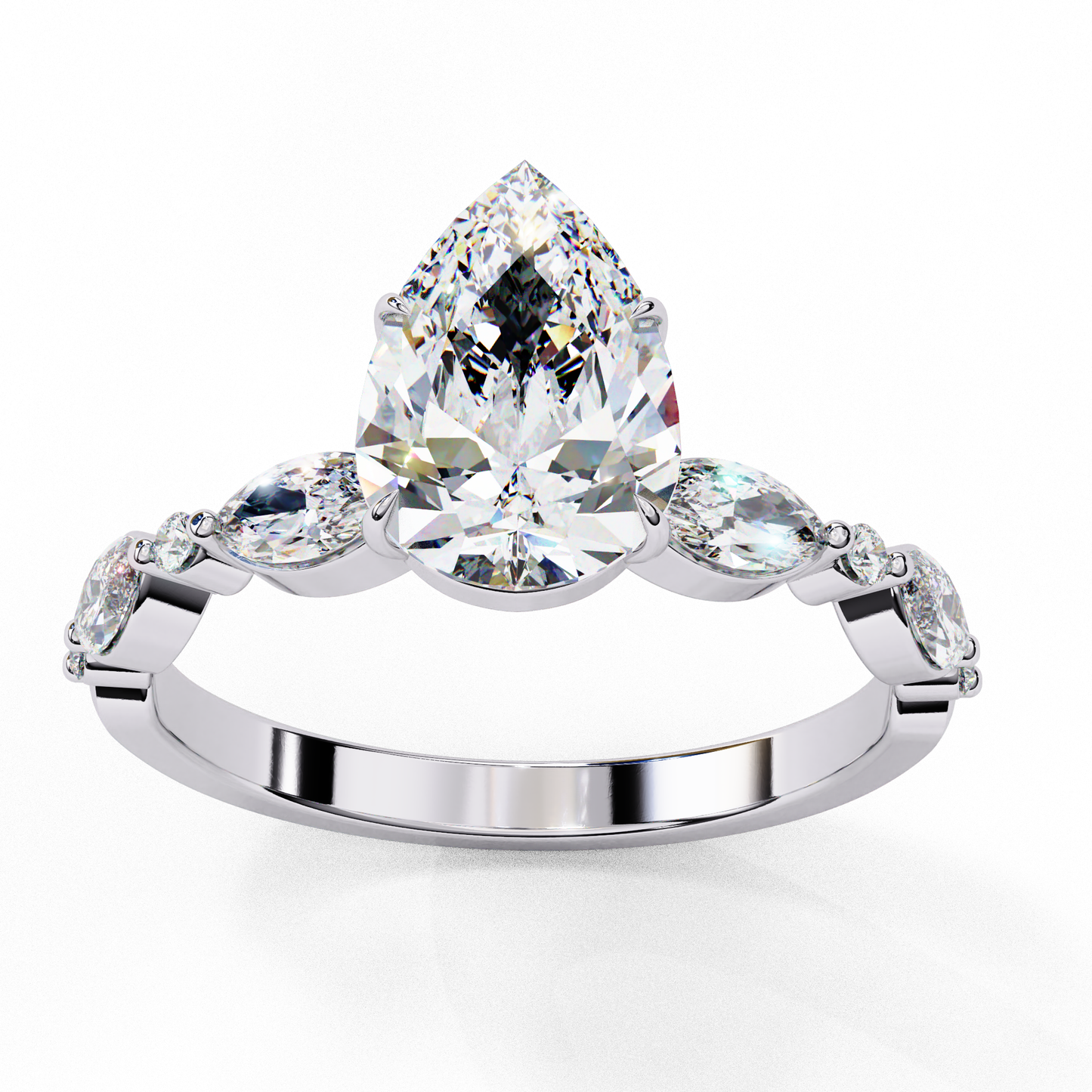 Majesta Elan Pear Solitaire Ring