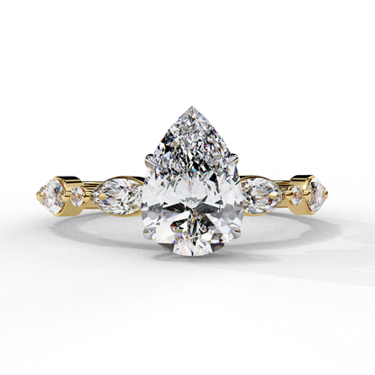 Majesta Elan Pear Solitaire Ring