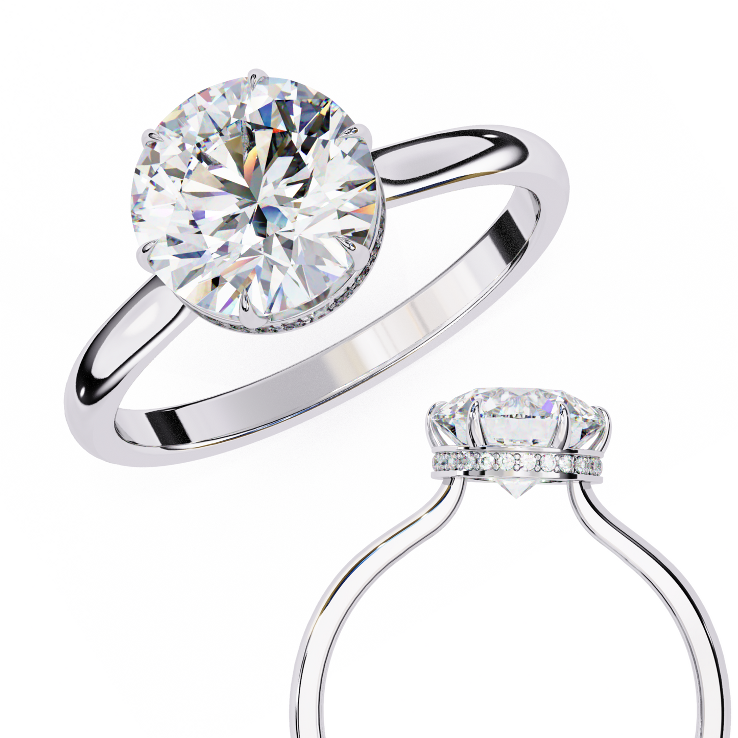 Luxe Crown Round Solitaire Ring