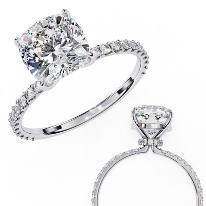 Aurora Glow Cushion Solitaire Ring