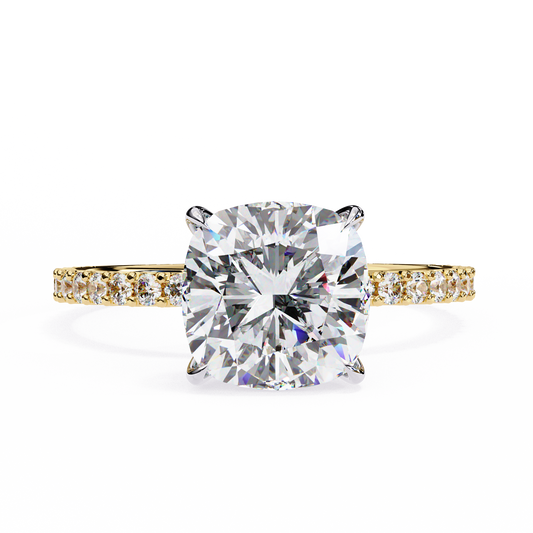 Aurora Glow Cushion Solitaire Ring