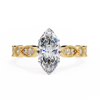 Midnight Petal Marquise Solitaire Ring