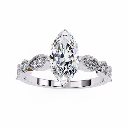 Midnight Petal Marquise Solitaire Ring