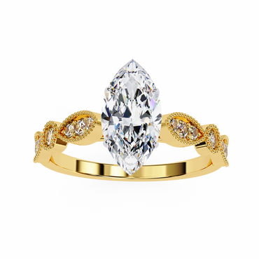 Midnight Petal Marquise Solitaire Ring