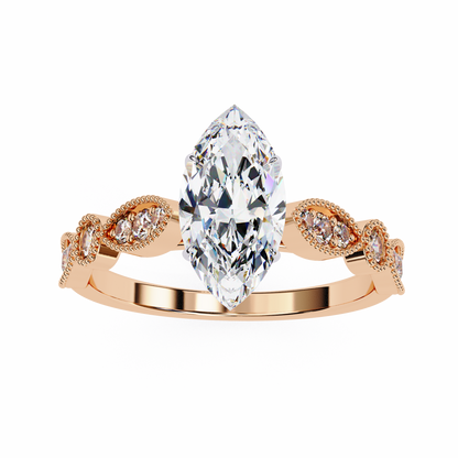 Midnight Petal Marquise Solitaire Ring