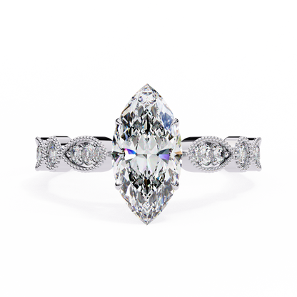 Midnight Petal Marquise Solitaire Ring