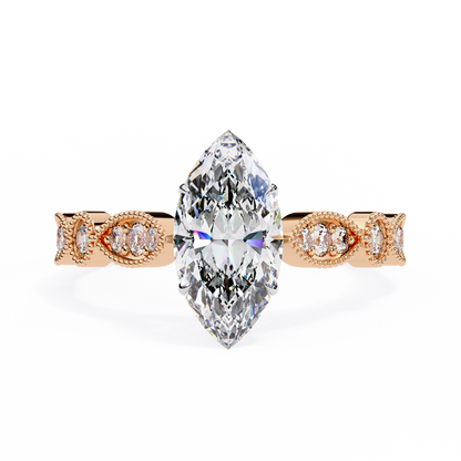Midnight Petal Marquise Solitaire Ring