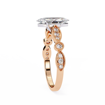 Midnight Petal Marquise Solitaire Ring