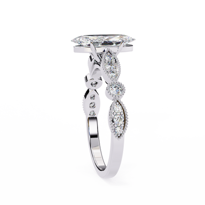Midnight Petal Marquise Solitaire Ring